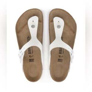 *EUC* Birkenstock Gizeh White Leather Thong Sandals